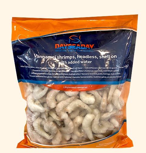 ASEA DAYSEADAY Prawn 16/20 HLSO Vannamei 1kg | DAYSEADAY 16/20 白虾 无头有壳 1kg | DAYSEADAY 16/20 白虾 无头有壳 1kg