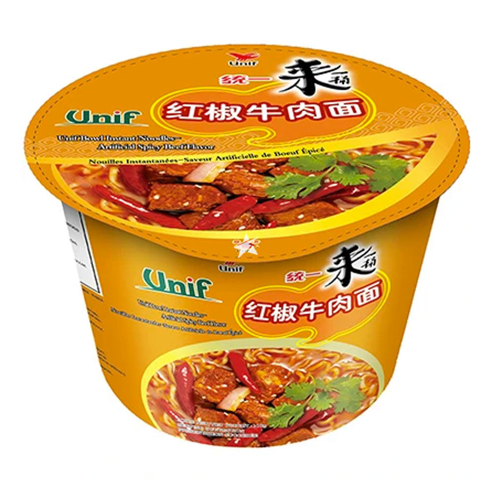 ASEA UNIF Instant Noodles-Artificial Spicy Beef Flavor 110g/BOWL | 统一 红椒牛肉碗面 110g