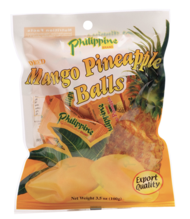 PHILIPPINES BRAND Dried Mango & Pineapple Balls 100g | 菲律宾品牌 芒果凤梨干球 100g