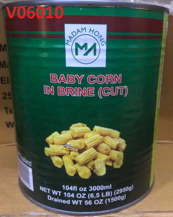MH Cut Baby Corn in Brine 3000g*6 [CTN]  | MH 玉米段 (段) 3000g*6 [箱]
