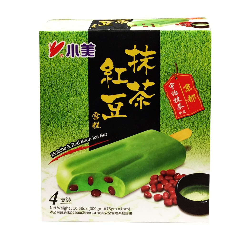 Xiao Mei Matcha & Red bean Ice Bar 75g*4/unit | 小美 抹茶红豆 冰棒 75g*4 支装
