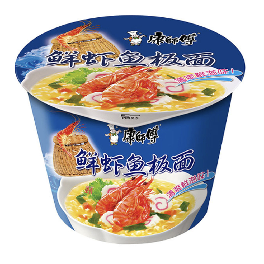 Mr.Kon Instant Noodles Shrimp & Fish Flav. (Bowl) 101g | 康师傅 鲜虾鱼板面 碗装 101g