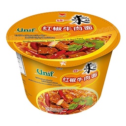 [23425] ASEA UNIF Instant Noodles-Artificial Spicy Beef Flavor 110g/BOWL | 统一 红椒牛肉碗面 110g
