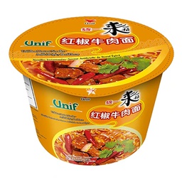 [23425] Unif Bowl Instant Noodles-Artificial Spicy Beef Flavor 110g | 统一 红椒牛肉碗面 110g