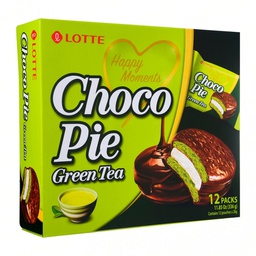 [60547]  LOTTE Choco Pie Green Tea 12Packs 336g | 乐天 巧克力派 抹茶味 336g